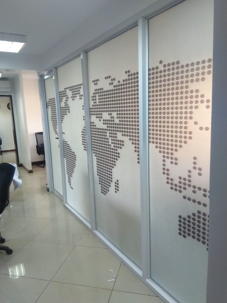Frosted window film Kenya installation in a corporate boardroom for privacy